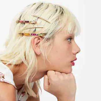 

Ladyfirsy ZA Bobby Pins Sets Colorful Crystal Barrettes Hairpins Fashion Bridal Leopard Clips for Women Wedding Hair Accessories