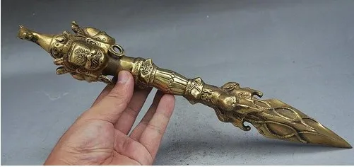 YM 324 10 &quotТибетский буддистский храм латунная лошадь Mahakala Ganesh головка Phurba кинжал
