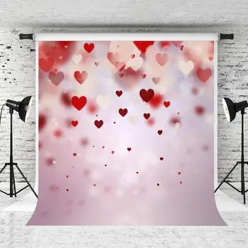 

Valentine's Day Theme red Heart bokeh Backgrounds Vinyl cloth High quality Computer print wall backdrop