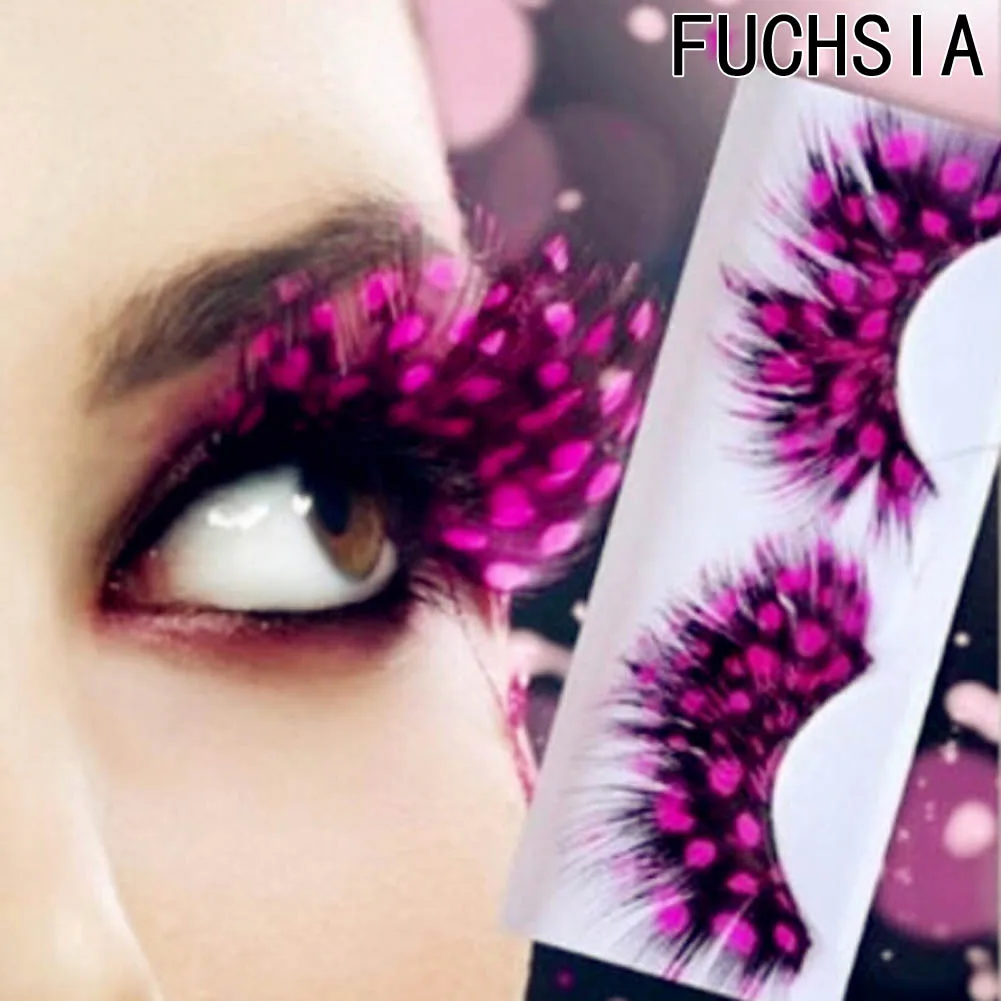 

1 Pair Feather Dot False Eyelashes Makeup Eye Lash Halloween Xmas Show Masquerade Natural Colorful 8 COLORS