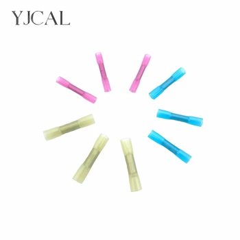 

100pcs BHT1.25 BHT2 BHT5 Water Proof Insulated Nylon Heat Shrink Butt Wire Electrical Crimp Terminal Connector Red Blue Yellow