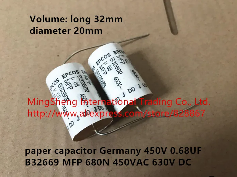 Бумага конденсатор с алюминиевой крышкой, Германия 450V 0,68 мкФ B32669 МФУ 680N 450VAC 630V DC(индуктор
