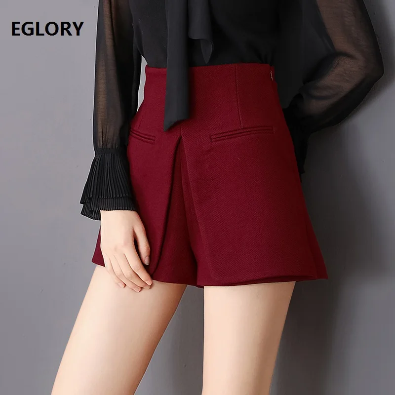 

New 2018 Autumn Winter Shorts Women High Waist Wine Red Black Basic Shorts Ladies Casual Party Club Sexy Shorts Spring Workwear
