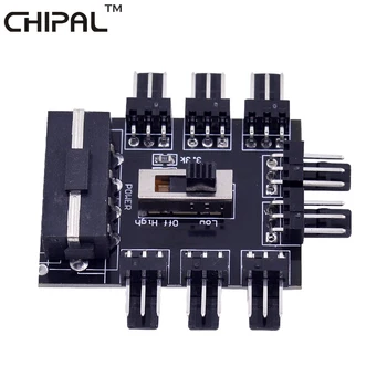 

CHIPAL 100PCS 4Pin Power 1 to 8 Multi Way Splitter 3Pin 12V Cooling Fan Hub High Low Speed Controller for PC Computer Cooler