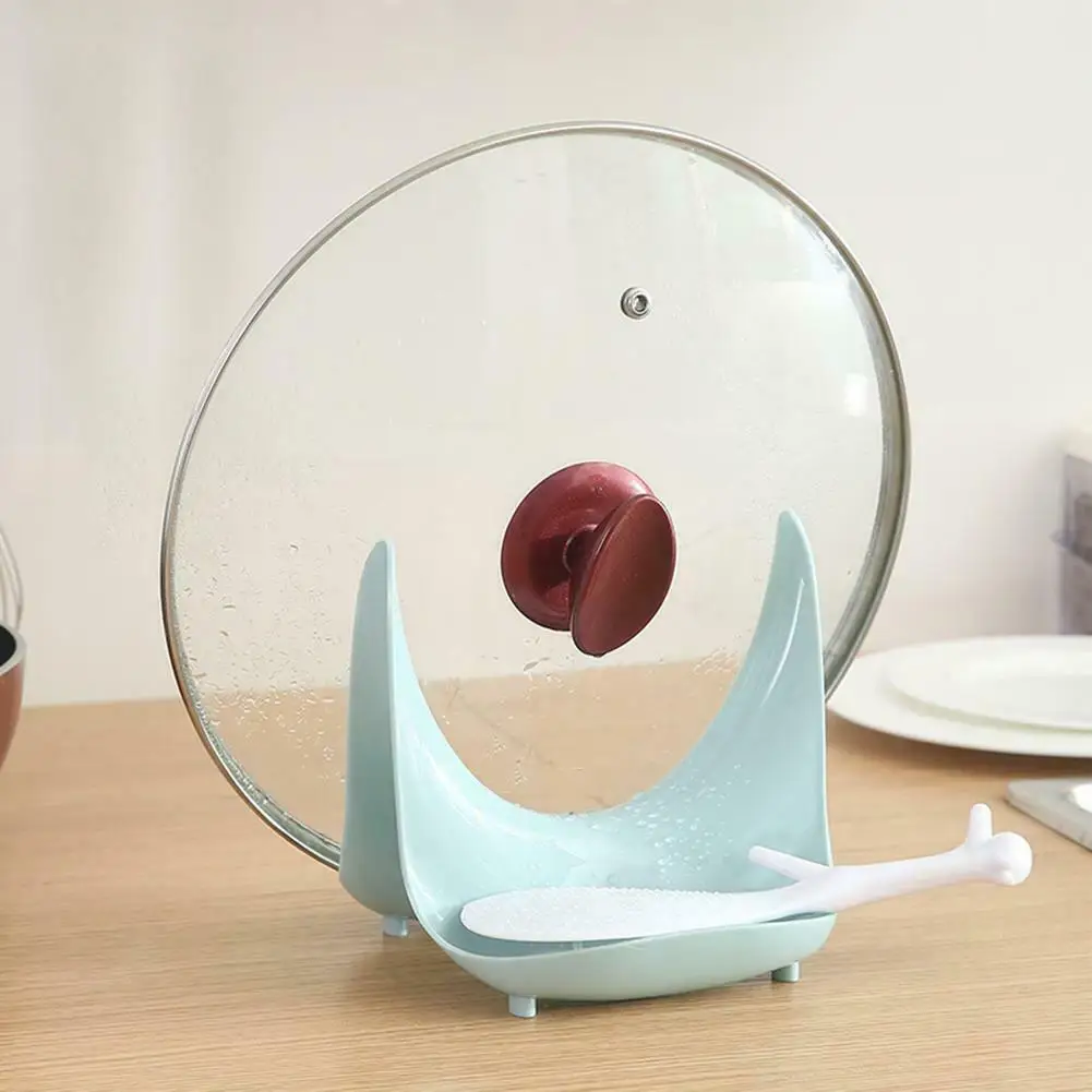 

Household Kitchen Cooking Plastic Pan Pot Lid Cover Stand Rest Spoon Holder Clip Shelf Rack Tool