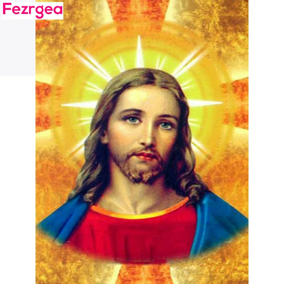 

Fezrgea 5D Diamond Paintings Religion Full Drill Round Mosaic Diamond Embroidery Picture Of Rhinestones Handmade Home Decor Gift