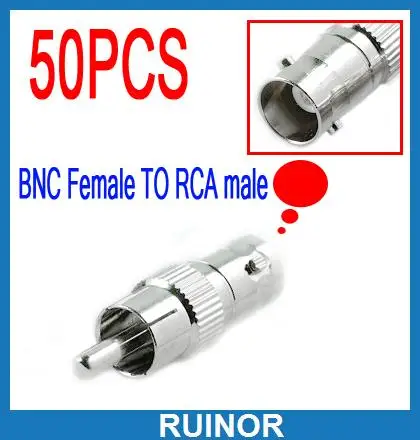 

50pc Female BNC to RCA Male Plug Coax Adapter Connector