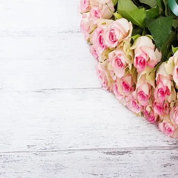 

3D Pink Rose White Real Hard Wood photography studio background Vinyl cloth High quality Computer printed wall photo backdrop