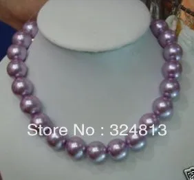 

BEAUTIFUL 14MM purple SEA SHELL PEARL NECKLACE #1390 ##a #a