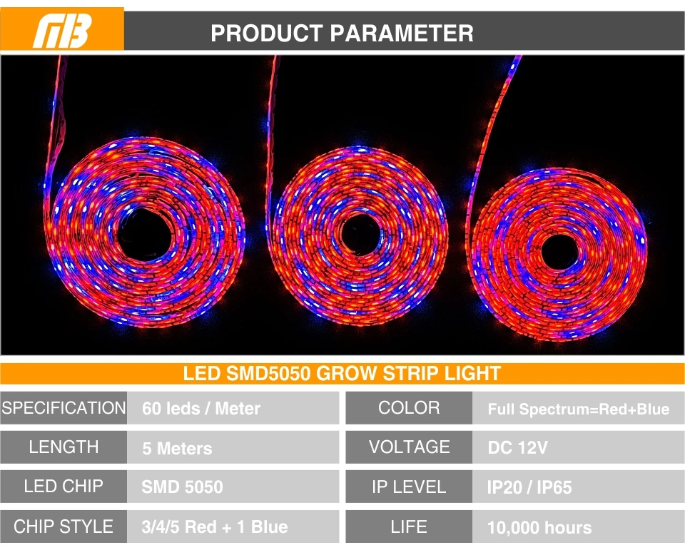 5 м полный спектр Светодиодные ленты DC12V 3/4/5 Красный 1 синий S5050 IP65 Водонепроницаемая теплица подкладке завод посев цветов растет освещение