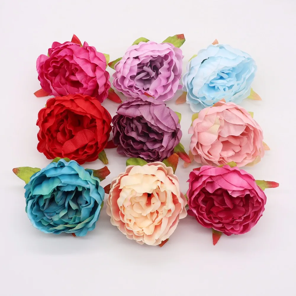 

5pcs/lot 10cm High Quality Peony Flower Head Silk Artificial Flower Wedding Decoration DIY Garland Craft Flower