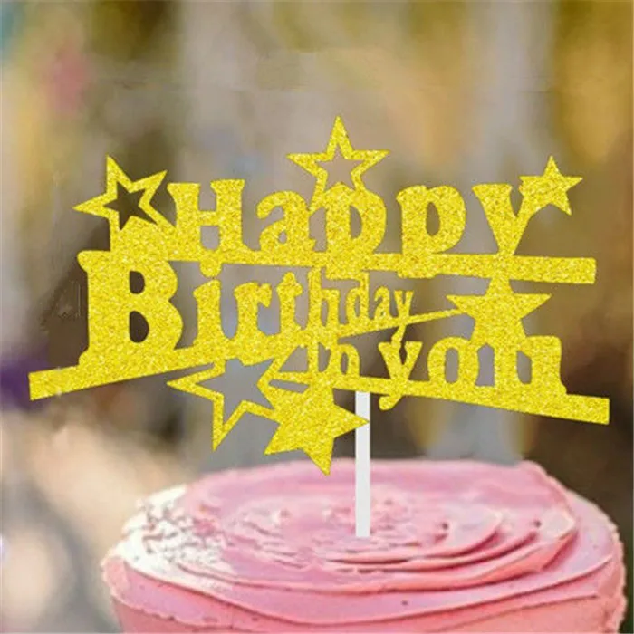 Топпер для торта «С Днем Рождения» первый день рождения мальчик вечерние топперы для кексов Babyshower Девочка аксессуары для выпечки вечерние сувениры топперы для торта - Цвет: H63 Cake Topper
