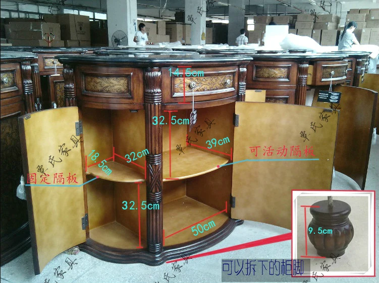 Vestibular porch ark artical solid wood cabinet meal while cabinet modern retro half-round cabinet sitting room ark of partition