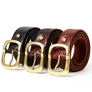 

Super quality leather belt men genuine leather belts for men golden buckle design cow skin jean strap free shipping