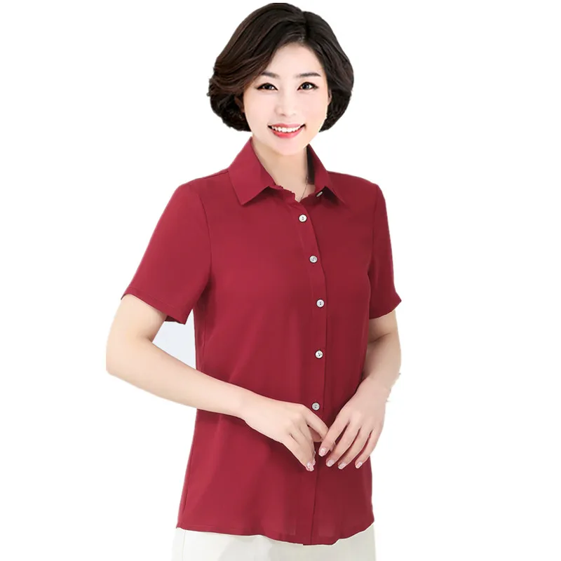 

Women's Blouse Large Size 6xl 7XL Middle-aged Female Short-sleeved Shirt Tops Mother Summer Loose Chiffon Blouse Clothes
