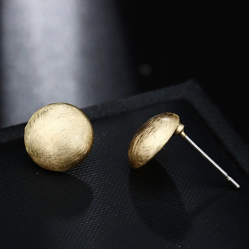 

New Arrival Simple Vintage Gold Silver Earrings Round Shaped Wire Drawing Stud Earrings for Women 2016 Pendientes Mujer Moda