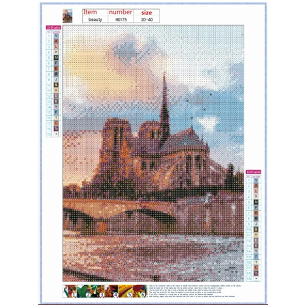 5D Алмазная мозаика 40*30 см полностью квадратная для рукоделия Париж Биг Бен башня