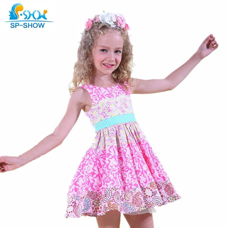 

Fashion SP-SHOW Top Quality Girls Dresses For 5-13 Age 100 Percent Cotton 1pc Flower Kids Clothes Princess Party Dress