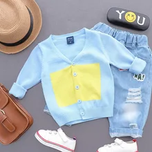 Весна, корейский стиль, однобортный свитер для маленьких мальчиков, лучшее качество, Детский свитер с принтом,, кардиган