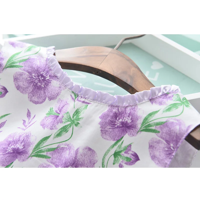 LOVE DD&MM Girls Dresses Summer New Children's Wear Girls Sweet Full Printed Flowers Fungus Collar Lace Side Princess Dress