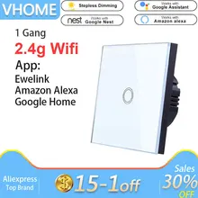 Сенсорный выключатель Vhome Ewelink, 2,4 г Wifi умный дом сенсорный выключатель панель, стандарт ЕС/Великобритания Wi-Fi управление Alexa приложение, умная настенная панель
