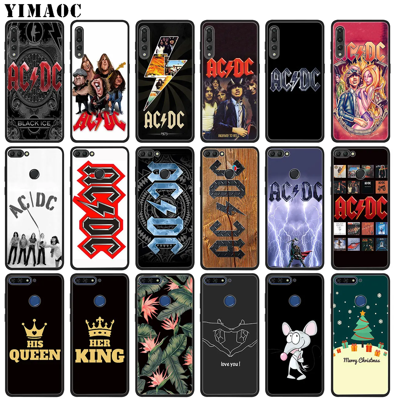 

YIMAOC ac dc acdc poster music Soft Silicone Case for Huawei P20 Pro P10 P9 P8 Lite Mini 2017 P Smart 2019 flower Black Cover