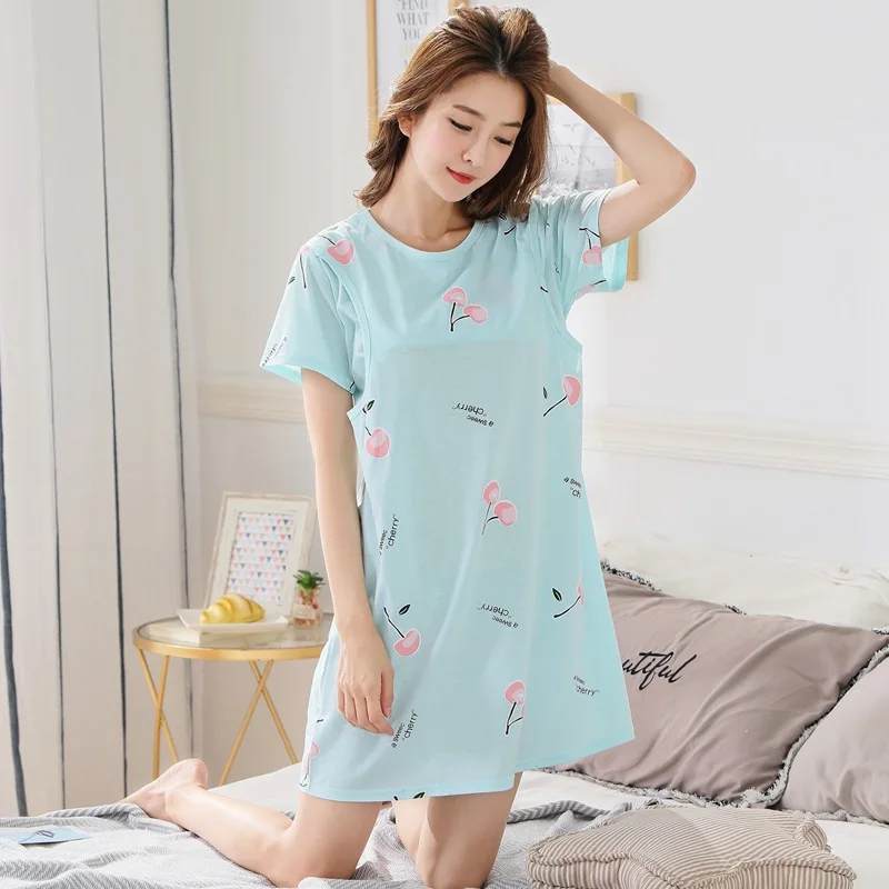 

Summer Women Maternity Nursing Cherry Printing Breastfeeding Nightwear Letter Maternity pajamas Bird Casual Pregnancy Pajamas