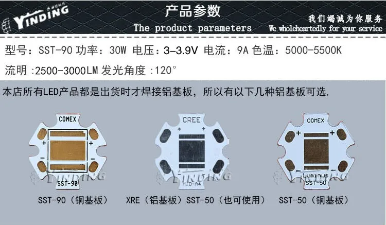 1 шт., SST-90, 30 Вт, светодиодный светильник высокой мощности, белый/теплый белый/нейтральный белый, сценический светильник, медицинское оборудование, светильник