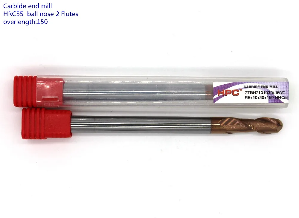 

R5*10*30*150 of 2 flutes ball nose HRC55 mill cutter carbide end mill tungsten knife CNC tool