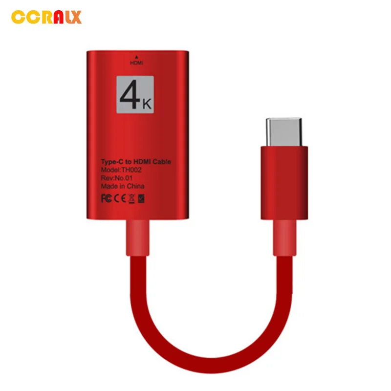 

CCRALX Type-C HDMI Converter USB-C Aluminum 4k HD Video Cable For Samsung Xiaomi Mobile Phone Computer PC