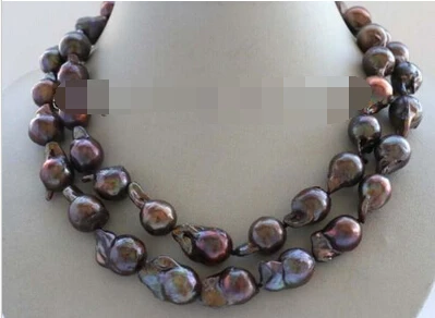 

08151 Double Genuine Natural coffee Baroque Reborn Keshi Pearl Necklace