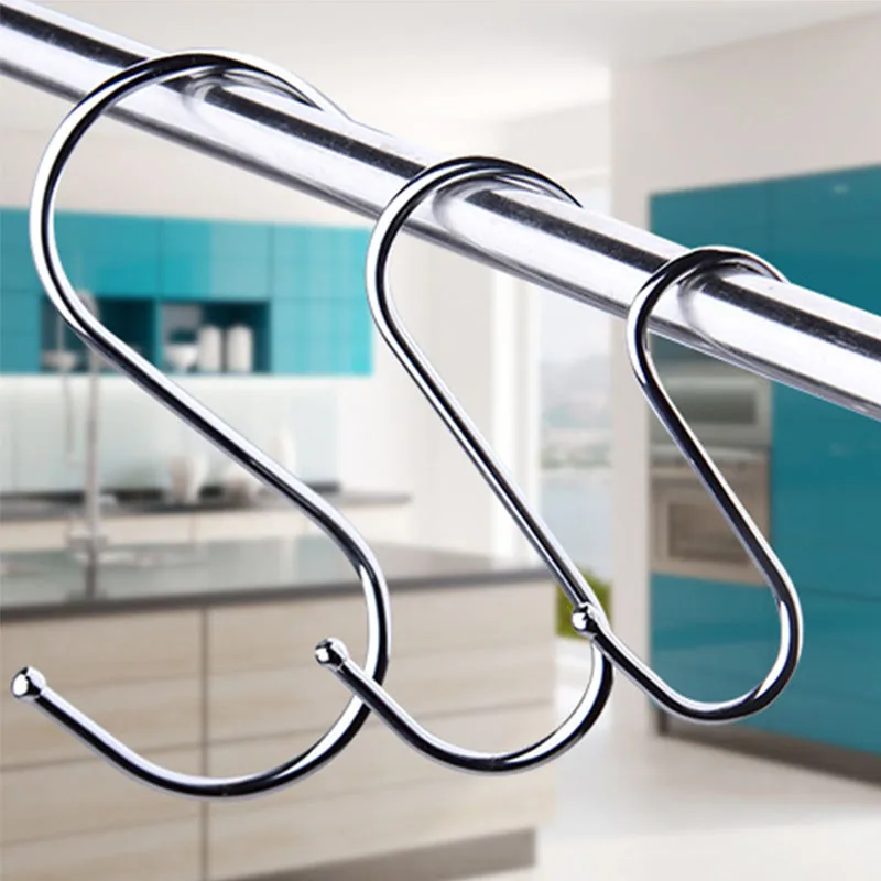 High Quality 3Sizes Stainless Steel Round S Shaped House Kitchen Hooks