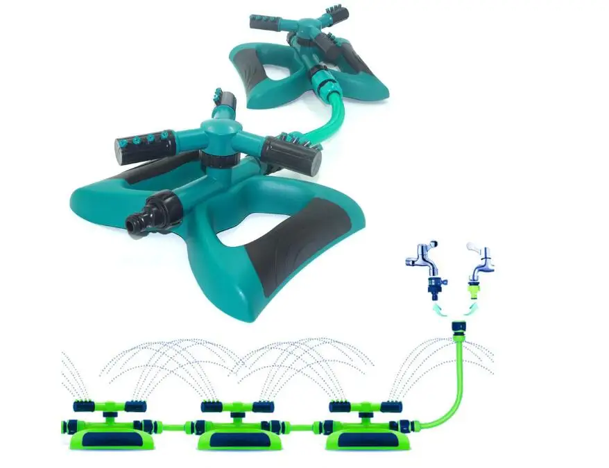 

Garden Water Sprinklers Series connecting 360 Degree 3 Arm Automatic Rotating Portable Lawn Sprinkler