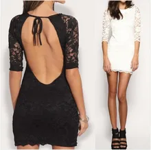 Summer style Women lace bodycon bandage Dress slim sexy backless half sleeve dresses Plus Size S-2XL Women Dress Vestidos W761