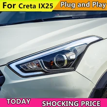 Автомобильный Головной фонарь чехол для hyundai Creta фары- IX25 светодиодный фары DRL H7 D2H Hid вариант Ангел глаз биксенон