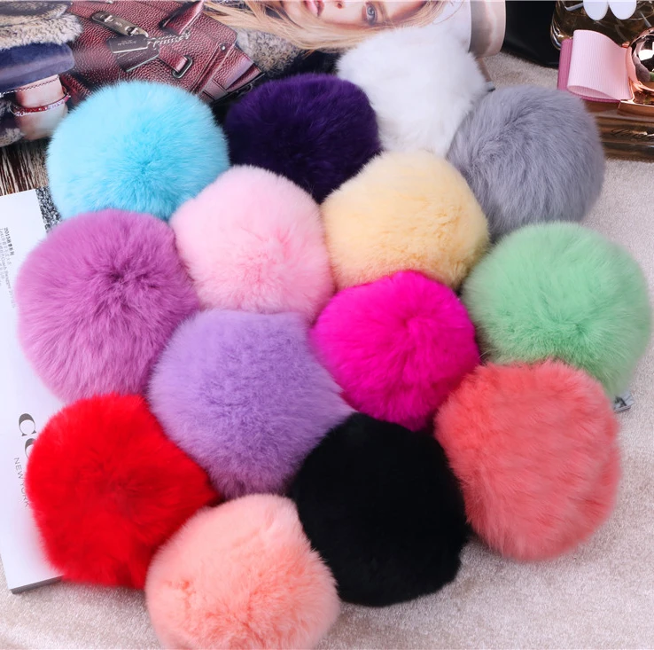 

1pc 8cm Pompon Phone Shell Car Key Pendant montre femme Bag Pendants for Women DIY Colorful Rabbit Fur Ball Keychain Jewelry
