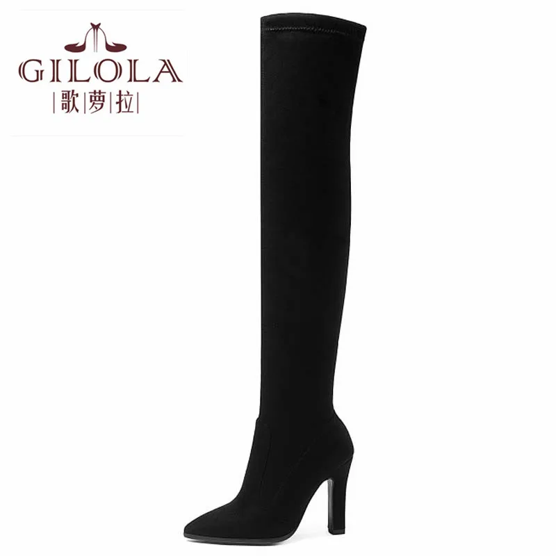 

High Heels Over The Knee High Boots Motorcycle Winter Women Boots Platform Thin Heels Women Shoes Warm #Y0300520F
