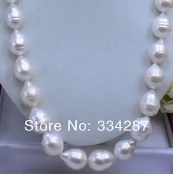 

Beautiful AAA 11-13MM REAL WHITE PEARL NECKLACE Baroque Natural Freshwater Pearl 925 Hook For Women Jewelry