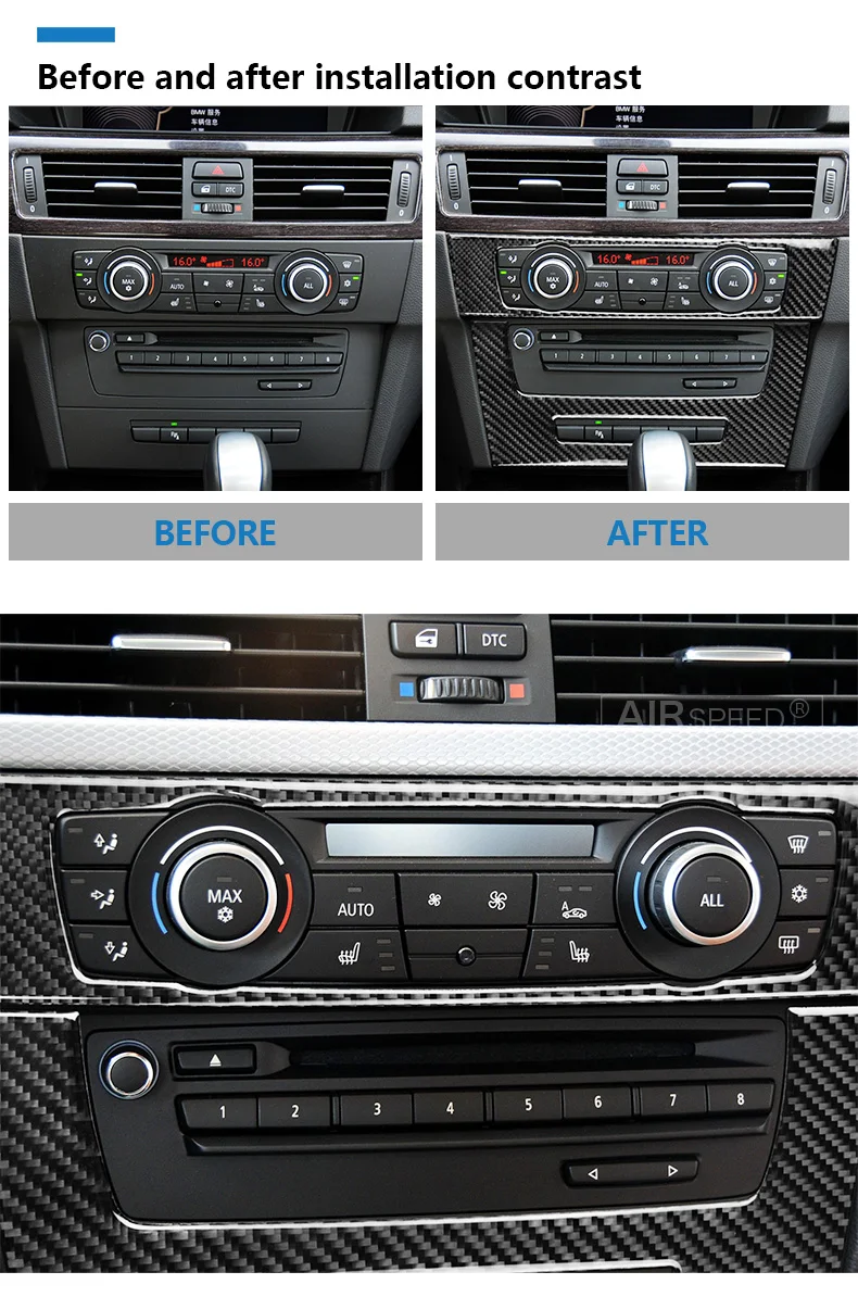 BMW 3 Series E90 E92 E93 Accessories Car Interior Carbon Fiber Air Conditioning CD Panel Cover Trim Decorations (3)