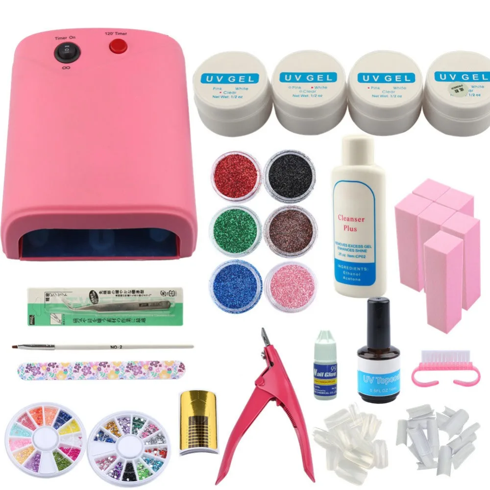 

Set For Manicure Sets UV Gel Nail Art Kit 6Color Glitter Powder Buffing Block Manicure Pedicure Tools Set For Nail Extension Kit