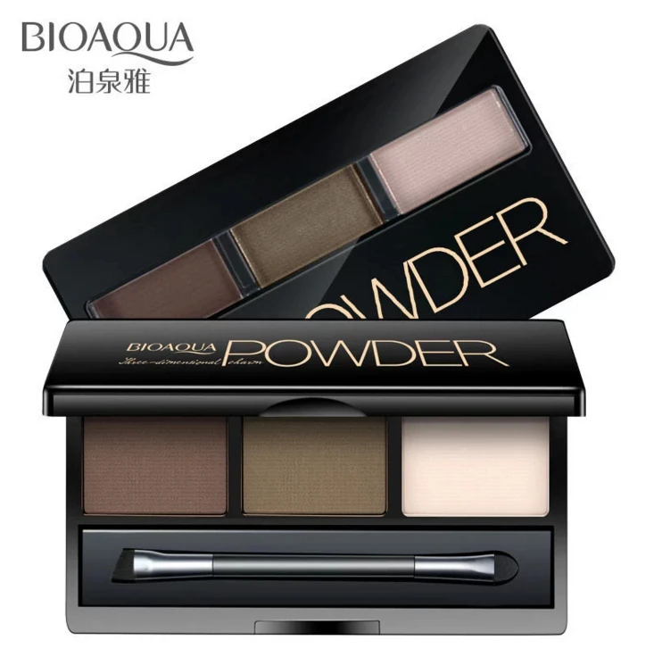 

BIOAQUA 3 Colors Optional Eyebrow Powder Palette Makeup Shading With Brush Mirror Box Eye Brow high Quality