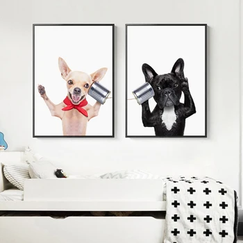 

Nordic Style Cute Dog Canvas Painting Wall Pictures For kids Room Home Decoration Poster And Prints Wall Art nursery art print