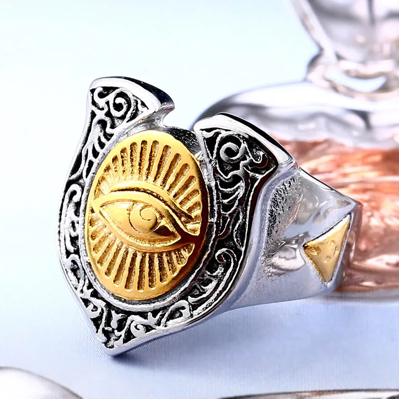 BEIER New arrive 316L stainless steel Eye of Providence gold Ring man Fashion Jewelry wholesale dropshipping BR8-480