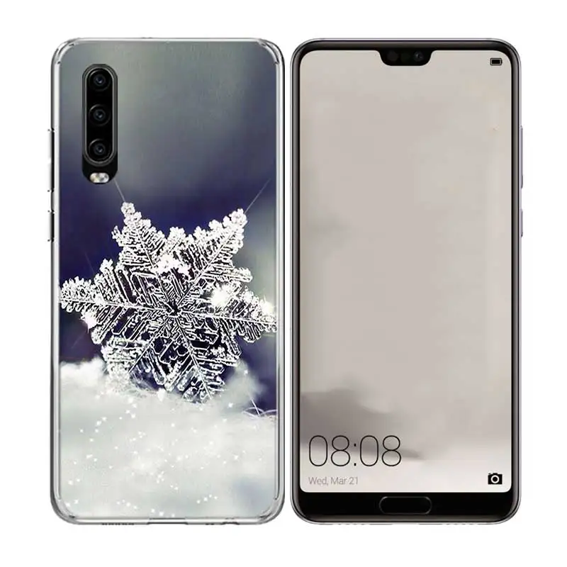 Роскошный чехол для телефона с зимними снежными цветами для huawei P30 P20 P10 lite Plus mate 20X20 10 Pro P Smart+ Nova 4