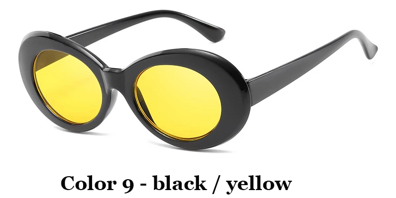 Лидер продаж, защитные очки, Овальные Солнцезащитные очки для женщин/мужчин, nirvana kurt Ccobain, зеркальные солнцезащитные очки, Ретро стиль, женские, мужские очки, UV400, 9 цветов - Цвет линз: Color 9