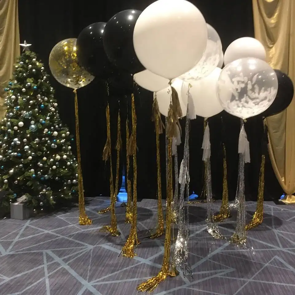 1 ชุด 36 นิ้วสีดำขนาดใหญ่ลูกโป่งใหญ่ทอง 1Mผ้าไหมPARTY Supplies bouquets