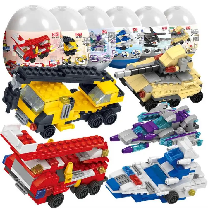 

6 In 1 Space Warship/Fire Fight /Military Army Tank /SWAT/City Build Egg Building Blocks Compatible LegoeINGlys Educational toy