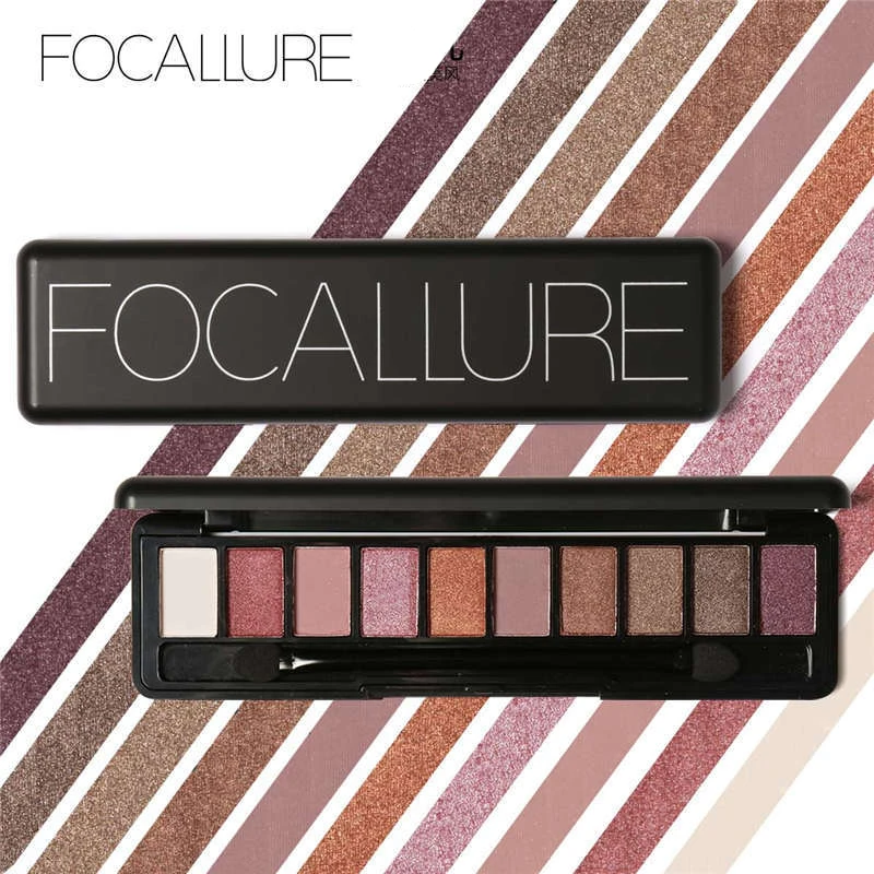 FOCALLURE Eye Shadow Powder Palette 10 Colors Women