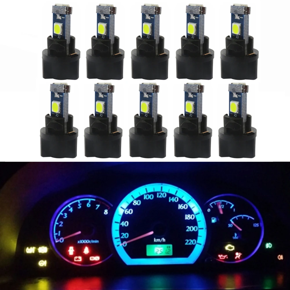 

WLJH 10x Canbus Car T5 LED Light 3030 SMD Miniature 74 Lamp PC74 Twist Socket Dashboard Instrument Panel Light Bulb for LADA