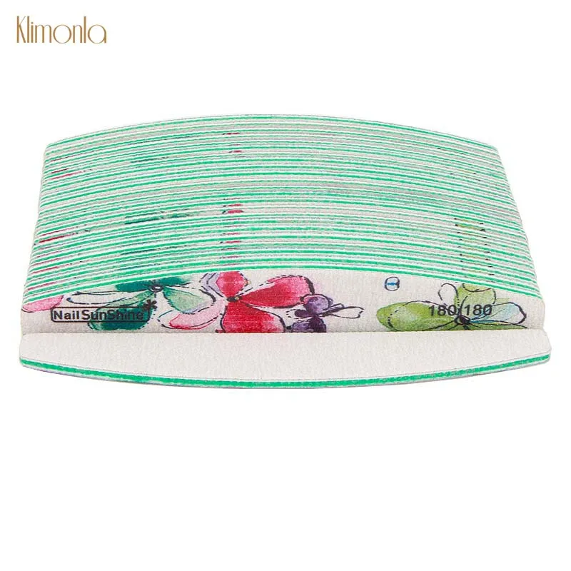 

25pcs Nail File 180/180 Nail Buffer For DIY Green Boat Flowers Sanding Files UV Gel Tips Manicure Salon Tools